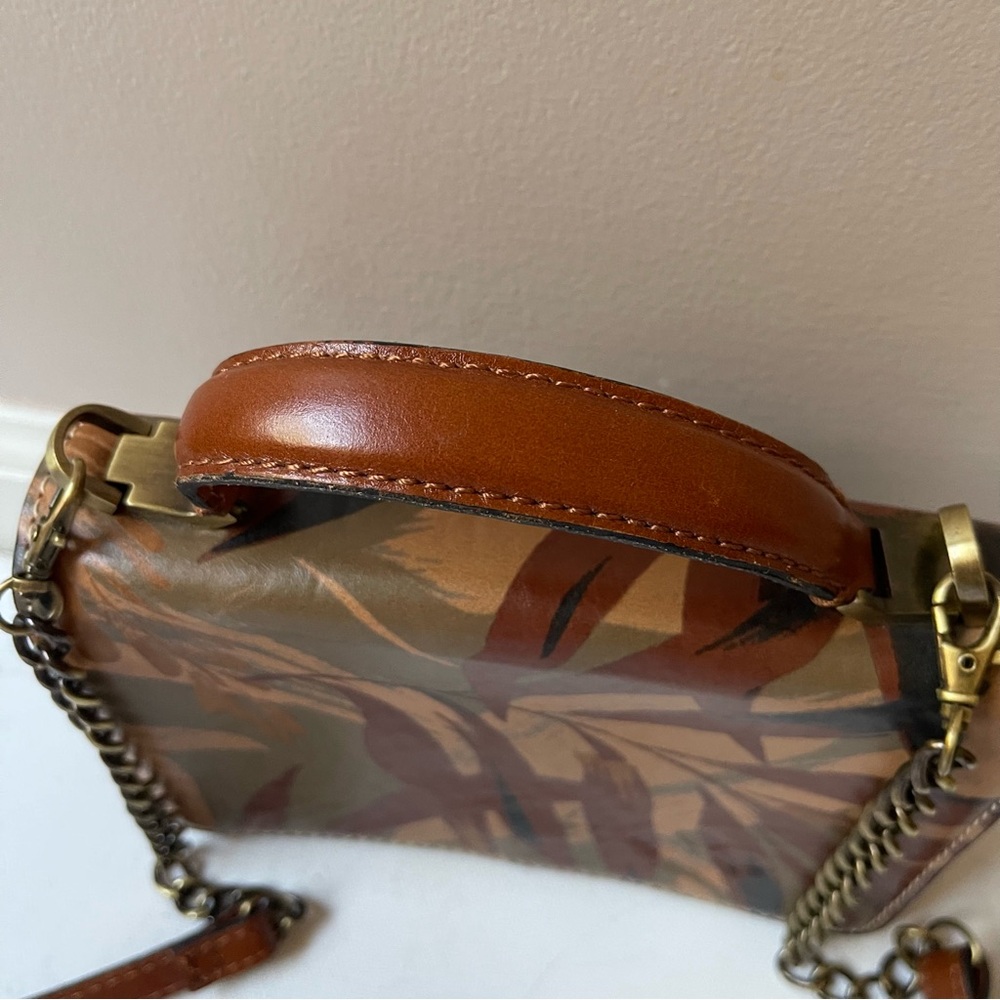 Patricia Nash Antolina Leather Satchel Crossbody Top Handle Mini Bag Palm Leaves - Picture 4 of 7